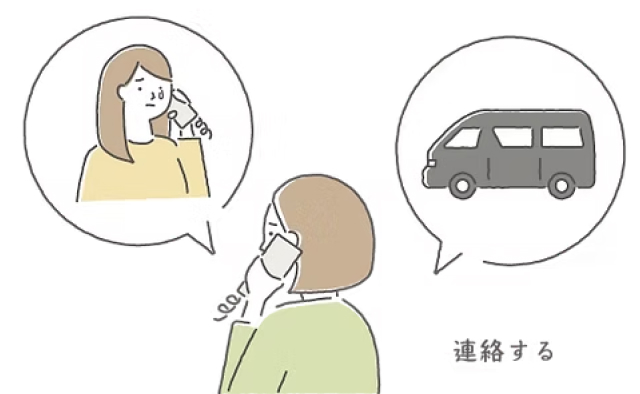 吹田市の葬儀社である家族葬みかづきに電話をかけている様子