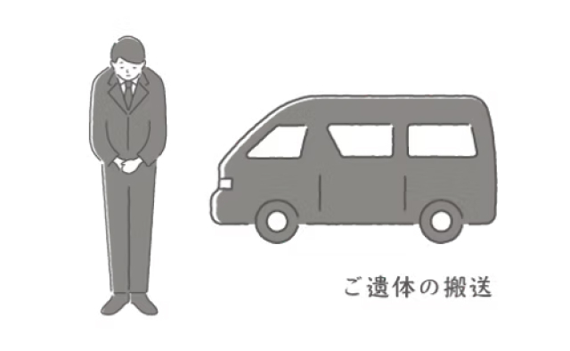 吹田市の葬儀社である家族葬みかづきがお迎えに向かっている様子