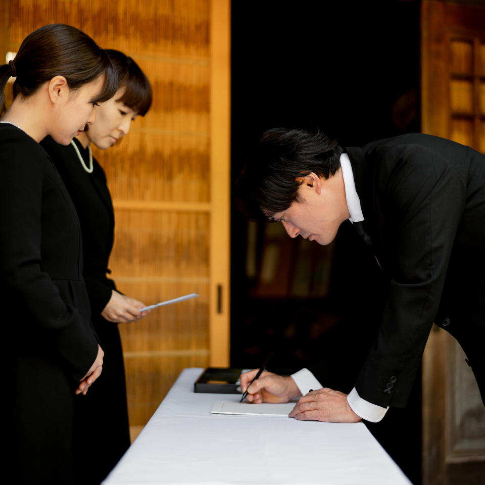 吹田市の葬儀社である家族葬みかづきの受付の写真